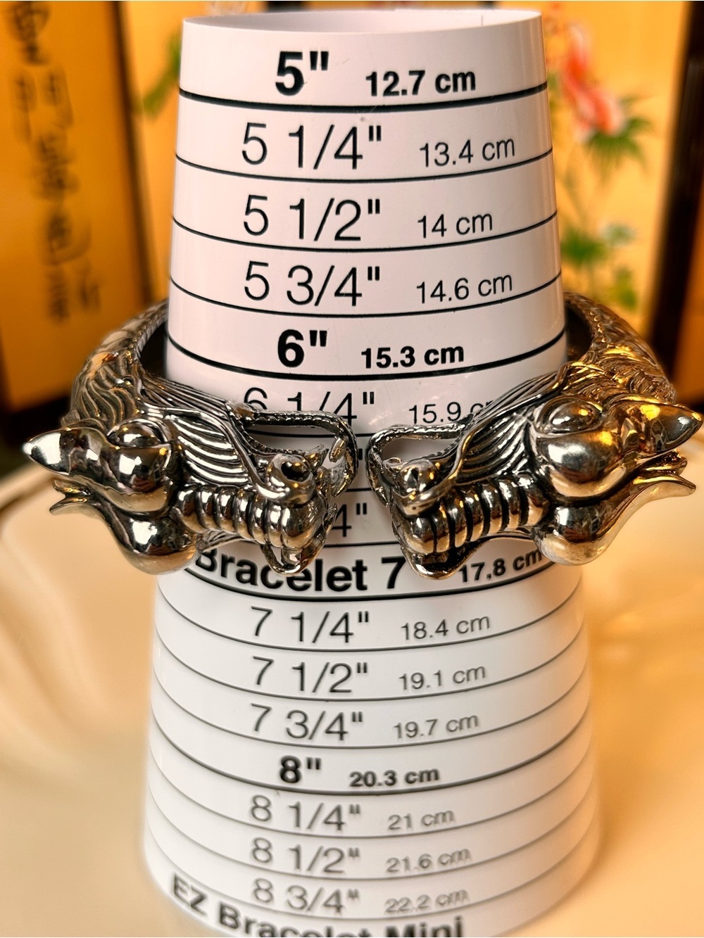 Viking Double Dragon Head Cuff Bracelet, Mythical Gothic - Picture 9 of 10